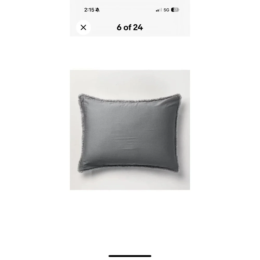 King Linen Blend Duvet Cover and 2 Shams 3pc Set Dark Gray Casaluna NoBox